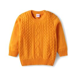Babyhug Knitted Full Sleeves Solid Color Sweater Set with Cable Knit Design - Red