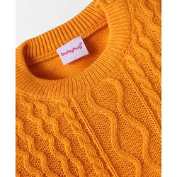 Babyhug Knitted Full Sleeves Solid Color Sweater Set with Cable Knit Design - Red