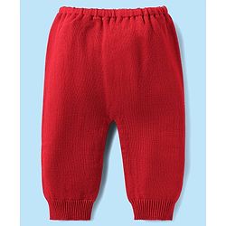 Babyhug Knitted Full Sleeves Front Open Sweater Set With Aztec Design - Red & White