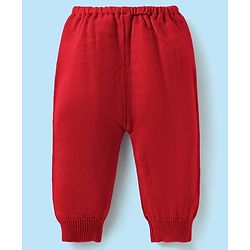 Babyhug Knitted Full Sleeves Front Open Sweater Set With Aztec Design - Red & White