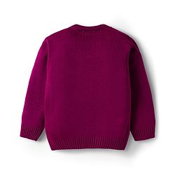 Babyhug Knitted Full Sleeves Sweater Set With Heart Fur Detailing - Wine