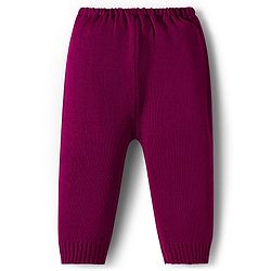 Babyhug Knitted Full Sleeves Sweater Set With Heart Fur Detailing - Wine
