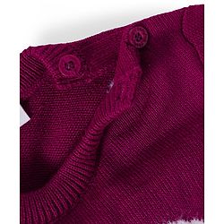 Babyhug Knitted Full Sleeves Sweater Set With Heart Fur Detailing - Wine