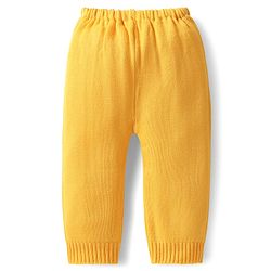 Babyhug Knitted Full Sleeves Sweater Set With Floral Design - Yellow