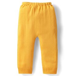 Babyhug Knitted Full Sleeves Sweater Set With Floral Design - Yellow