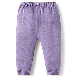 Babyhug Knit Full Sleeves Polka Dot Design Sweater & Pant Set - Violet