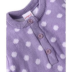 Babyhug Knit Full Sleeves Polka Dot Design Sweater & Pant Set - Violet