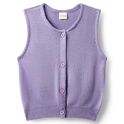 Babyhug Knitted Sleeveless Solid Front Open Sweater Vest - Lavender