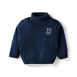 Babyhug Knit Full Sleeves Turtle Neck Pullover Sweater -Charcoal Grey