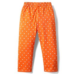 Babyhug Cotton Knit Full Sleeves Front Open Co-ords Night Suit With Polka Dot Print - Orange