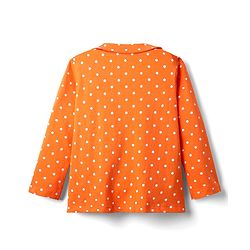 Babyhug Cotton Knit Full Sleeves Front Open Co-ords Night Suit With Polka Dot Print - Orange