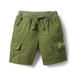Babyhug Cotton Tussor Above Knee Length Solid Bermuda - Green