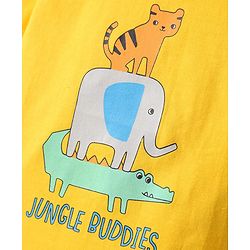 Babyhug Cotton Knit Half Sleeves Shorts Night Suit With Animal Print - Yellow & Blue