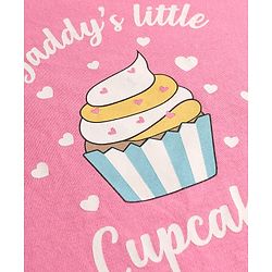 Babyhug Cotton Knit Full Sleeves Night Suit with Cupcake & Heart Print - Pink