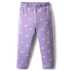 Babyhug 100% Cotton Knit Half Sleeves Night Suit With Animal & Heart Print - Lavender