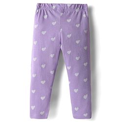Babyhug 100% Cotton Knit Half Sleeves Night Suit With Animal & Heart Print - Lavender