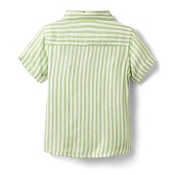 Babyhug Cotton Woven Half Sleeves Striped Shirt - Green