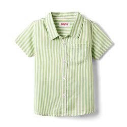 Babyhug Cotton Woven Half Sleeves Striped Shirt - Green