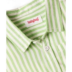 Babyhug Cotton Woven Half Sleeves Striped Shirt - Green