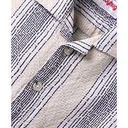 Babyhug Cotton Woven Half Sleeves Shirt With Stripes - White