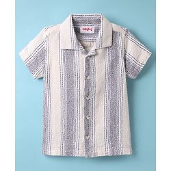 Babyhug Cotton Woven Half Sleeves Shirt With Stripes - White