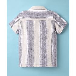 Babyhug Cotton Woven Half Sleeves Shirt With Stripes - White