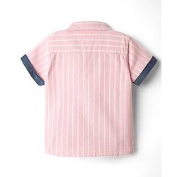 Babyhug Cotton Woven Half Sleeves Shirt with Striped Print - Pink