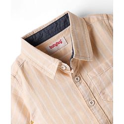 Babyhug 100% Cotton Half Sleeves Striped Shirt - Cream