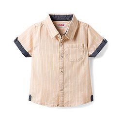 Babyhug 100% Cotton Half Sleeves Striped Shirt - Cream