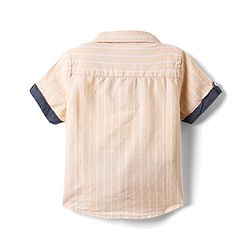 Babyhug 100% Cotton Half Sleeves Striped Shirt - Cream