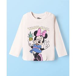 Babyhug Disney Single Jersey Knit Full Sleeve T-Shirt with Minnie Mouse Graphic Pack of 3 - Limegreen & White