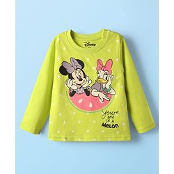 Babyhug Disney Single Jersey Knit Full Sleeve T-Shirt with Minnie Mouse Graphic Pack of 3 - Limegreen & White