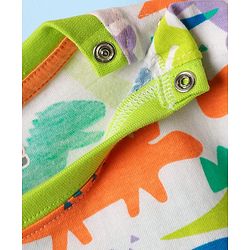 Babyhug 100% Cotton Knit Half Sleeves T-Shirt with Dino Print - White