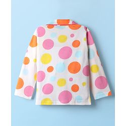 Babyhug Disney Single Jersey Knit Full Sleeves Co-ords Front Open Night Suit With Marie Graphics - White