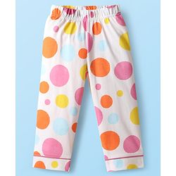 Babyhug Disney Single Jersey Knit Full Sleeves Co-ords Front Open Night Suit With Marie Graphics - White