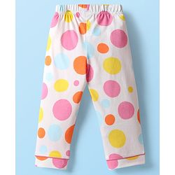 Babyhug Disney Single Jersey Knit Full Sleeves Co-ords Front Open Night Suit With Marie Graphics - White