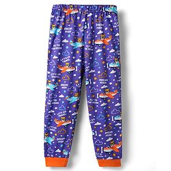 Babyhug Cotton Knit Full Sleeves Co-ords Night Suit With Aeroplane Print - Violet