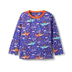 Babyhug Cotton Knit Full Sleeves Co-ords Night Suit With Aeroplane Print - Violet