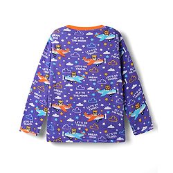 Babyhug Cotton Knit Full Sleeves Co-ords Night Suit With Aeroplane Print - Violet