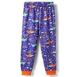 Babyhug Cotton Knit Full Sleeves Co-ords Night Suit With Aeroplane Print - Violet