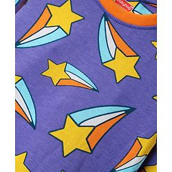 Babyhug Cotton Knit Full Sleeves Co-ords Night Suit With Star Print - Violet