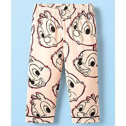 Babyhug Disney 100% Cotton Full Sleeves Front Open Co-Ords Night Suit With Chip 'N Dale Print - Pink