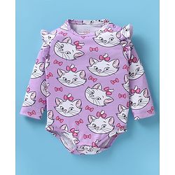 Babyhug Disney Interlock Knit Full Sleeves Onesies With Aristocats Marie Graphics Pack Of 3 - Pink White & Purple