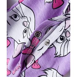 Babyhug Disney Interlock Knit Full Sleeves Footed Sleepsuits with Aristocats Marie Graphics Pack of 2 - Lilac & White
