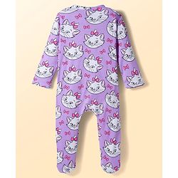 Babyhug Disney Interlock Knit Full Sleeves Footed Sleepsuits with Aristocats Marie Graphics Pack of 2 - Lilac & White