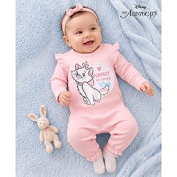 Babyhug Disney Interlock Knit Full Sleeves Romper With Aristocats Marie Graphic - Pink