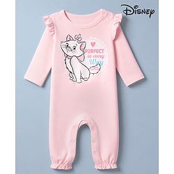 Babyhug Disney Interlock Knit Full Sleeves Romper With Aristocats Marie Graphic - Pink
