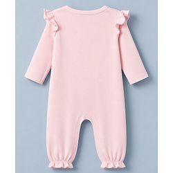 Babyhug Disney Interlock Knit Full Sleeves Romper With Aristocats Marie Graphic - Pink