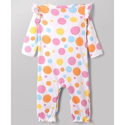 Babyhug Disney Interlock Knit Full Sleeves Printed Rompers With Marie Graphic - White