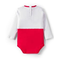 Babyhug Disney Interlock Knit Full Sleeves Mickey Mouse & Family Printed Onesies With Cap & Booties Set  - Red & White